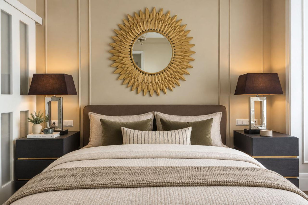 The Broche Mirror in a second editorial interior setting, showing the piece in relation to surrounding furnishings.