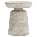 Solid wood pedestal accent table in a matte white finish