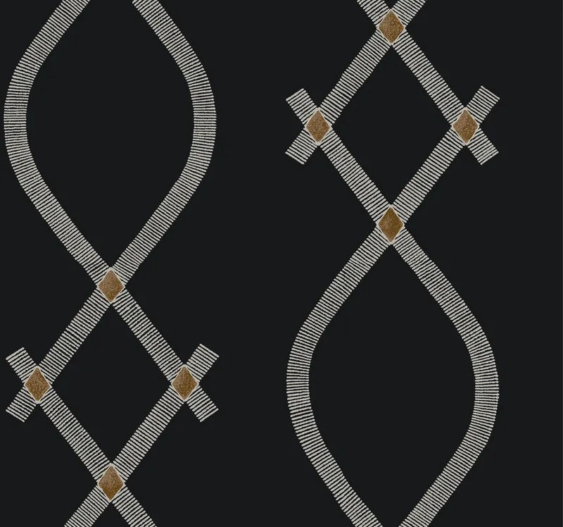 Ellena Black wallpaper highlighted in a modern luxury editorial room
