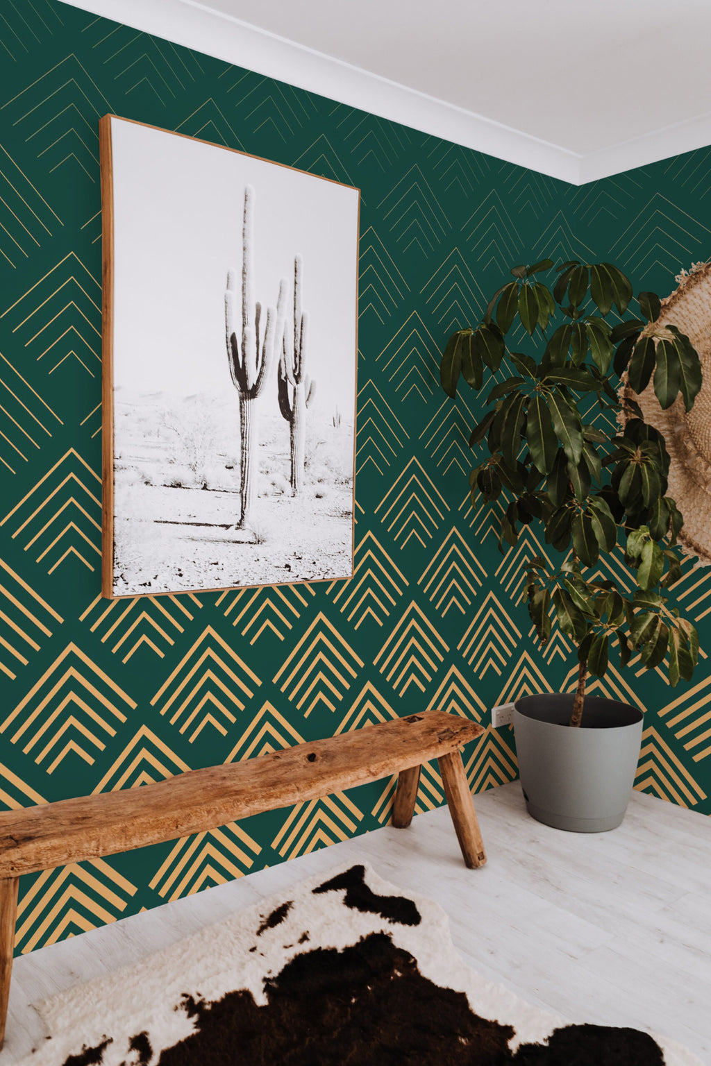 The Émeraude Mural | Gilded Geometric Arches