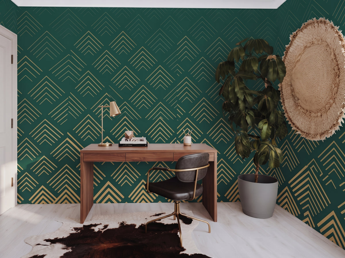 The Émeraude Mural | Gilded Geometric Arches