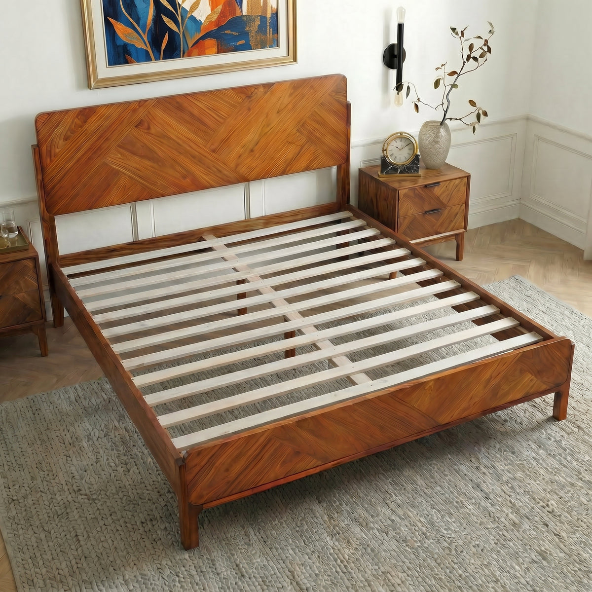 The Benoît Bed | Caramel Woven Wood
