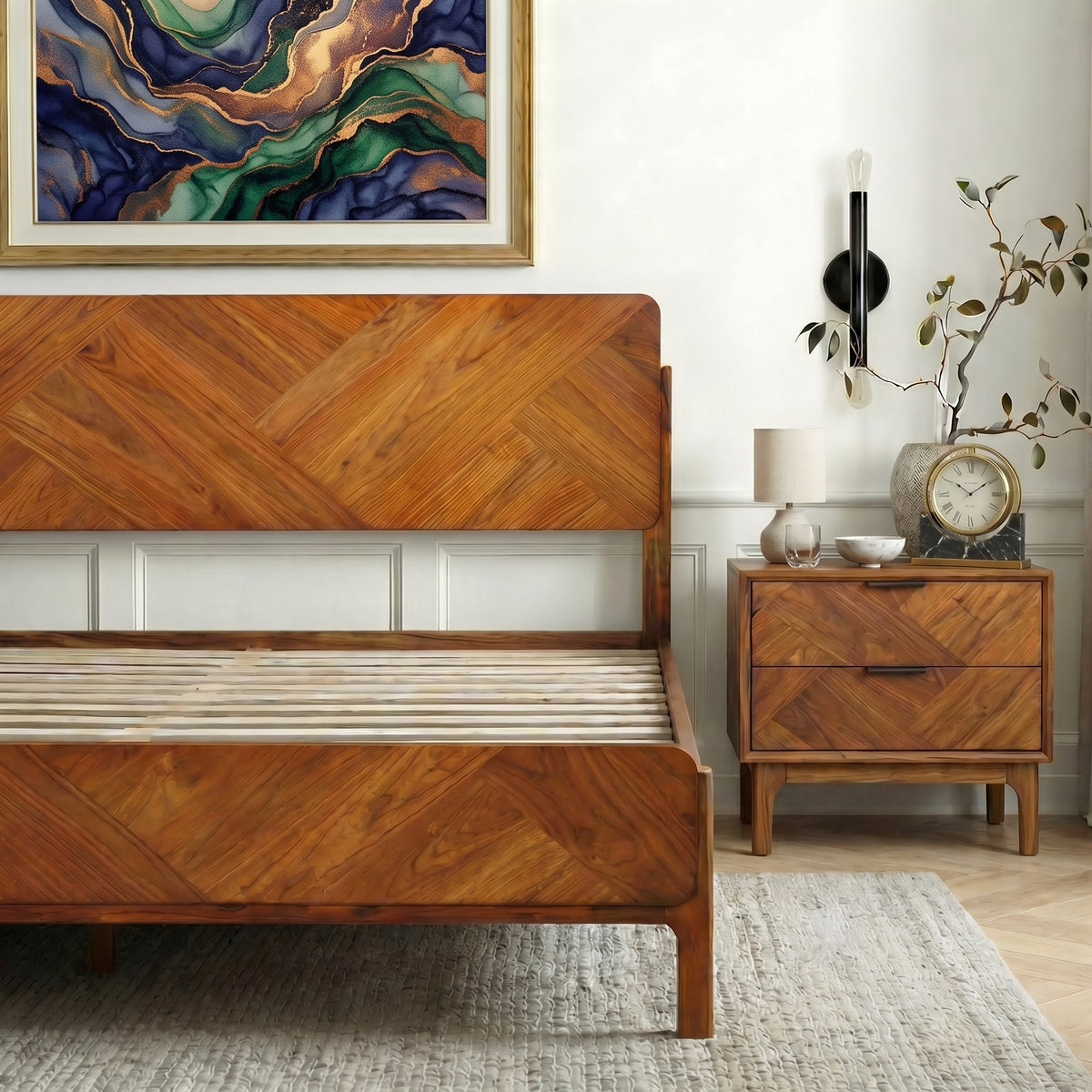 The Benoît Bed | Caramel Woven Wood
