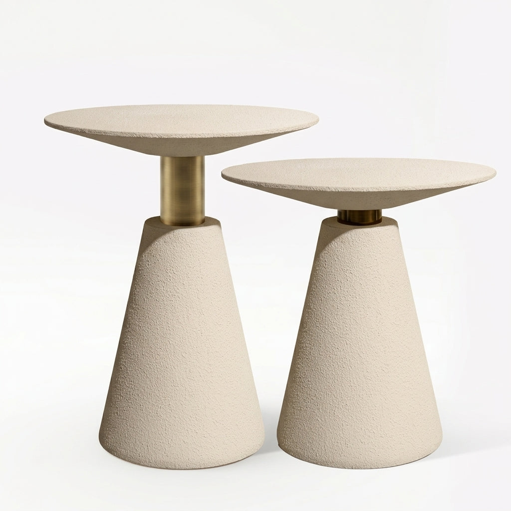 The Solène Side Tables | Textured Microcement