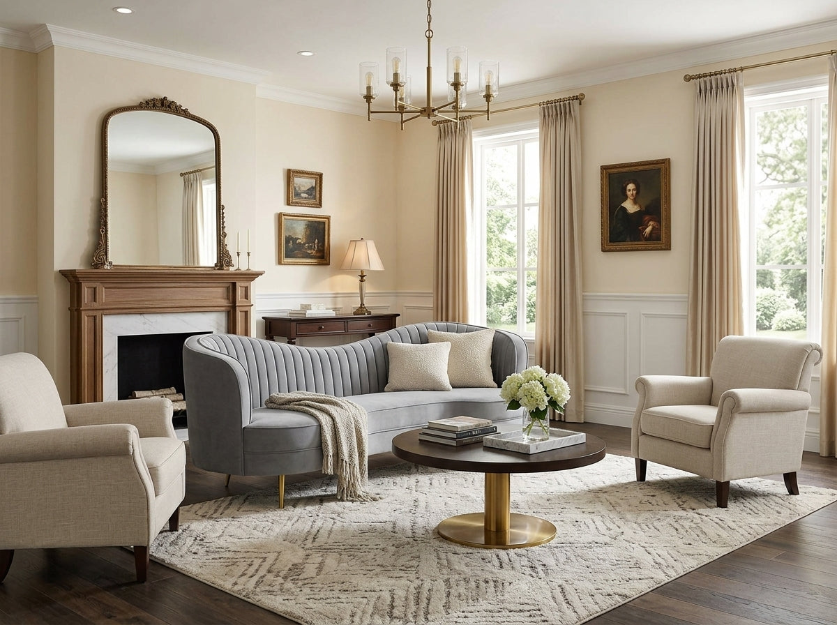 Sophia Upholstered Channel Tufted Sofa Grey