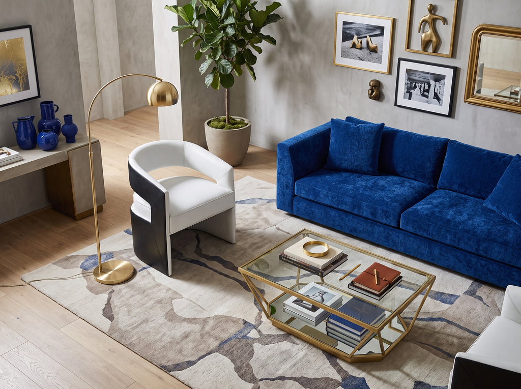The Sabine Accent Chair | Black & White Top-Grain Leather