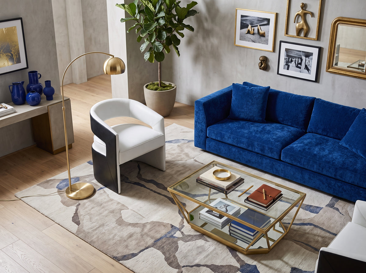 The Sabine Accent Chair | Black & White Top-Grain Leather