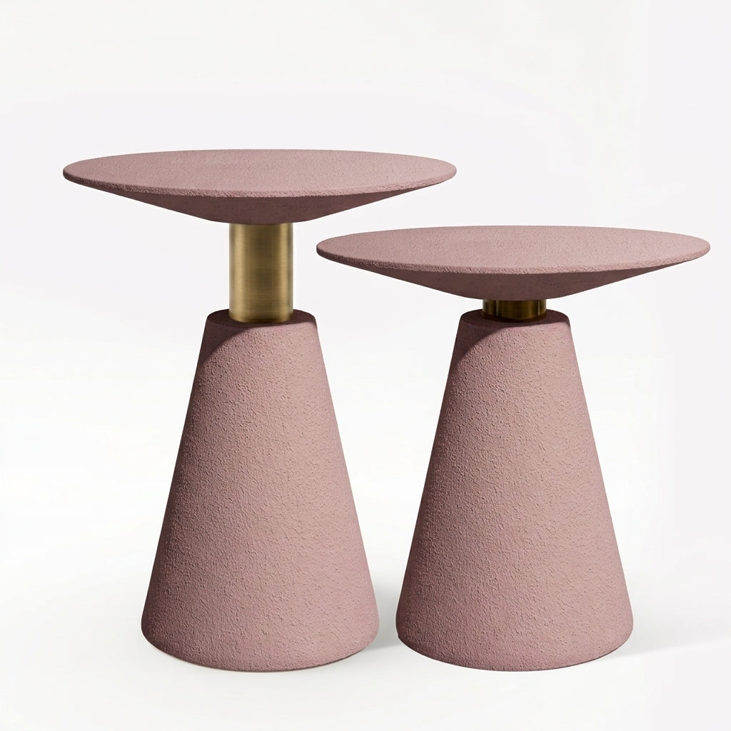 The Solène Side Tables | Textured Microcement