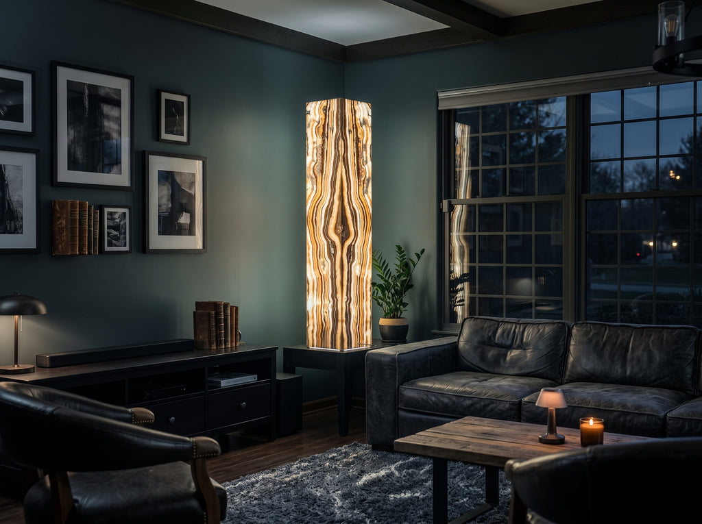 The Sahara Floor Lamp | Illuminated Natural Onyx