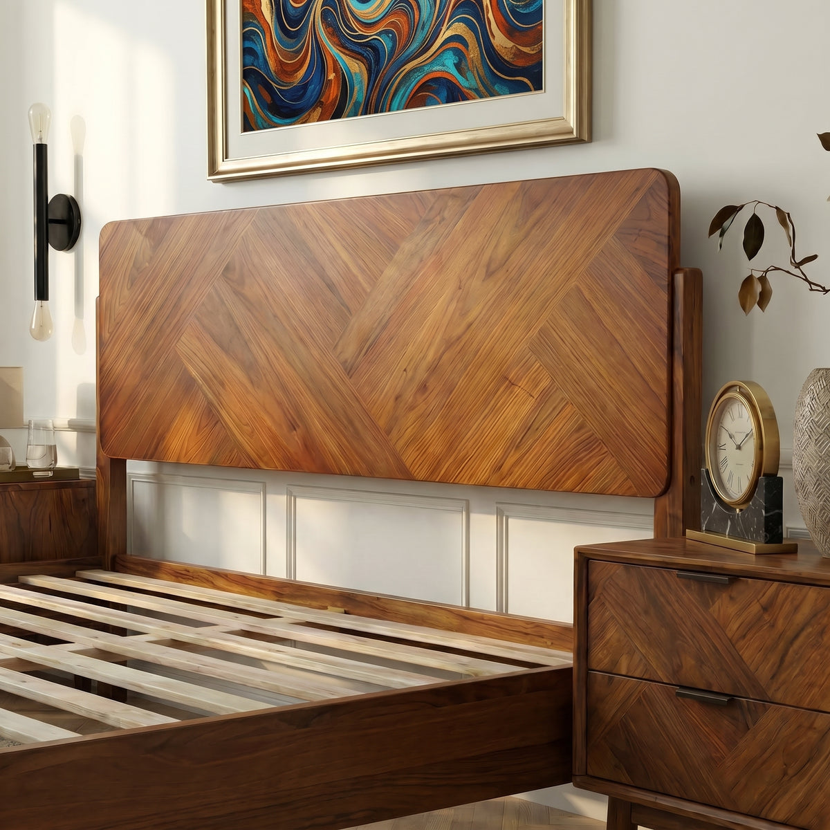 The Benoît Bed | Caramel Woven Wood
