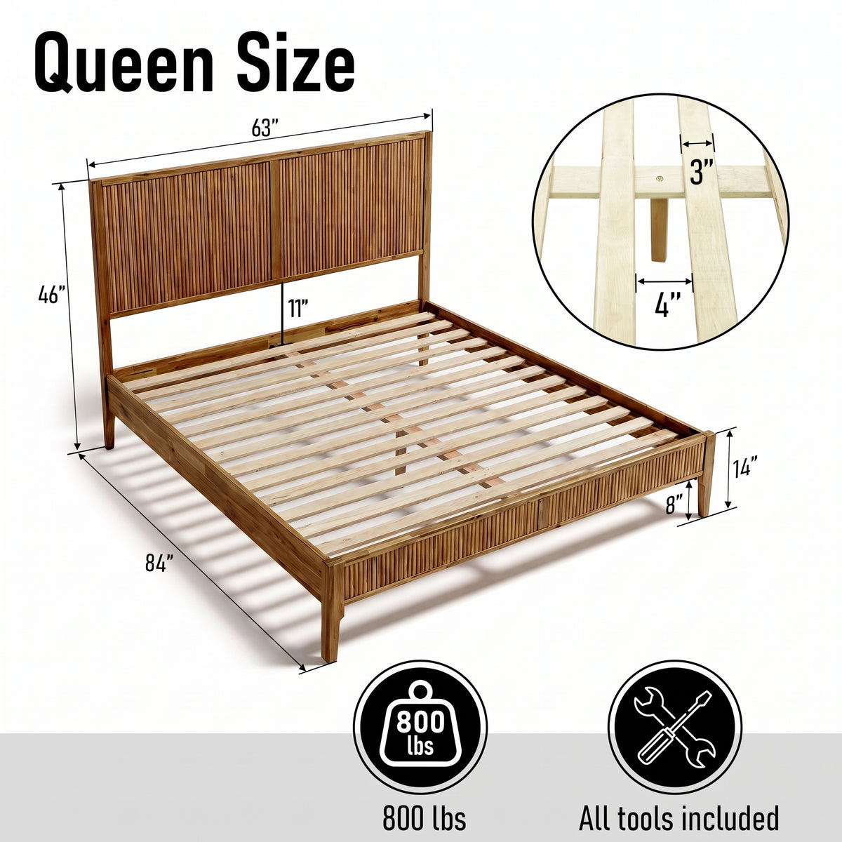 The Bosk Bed | Walnut-Stained Solid Wood