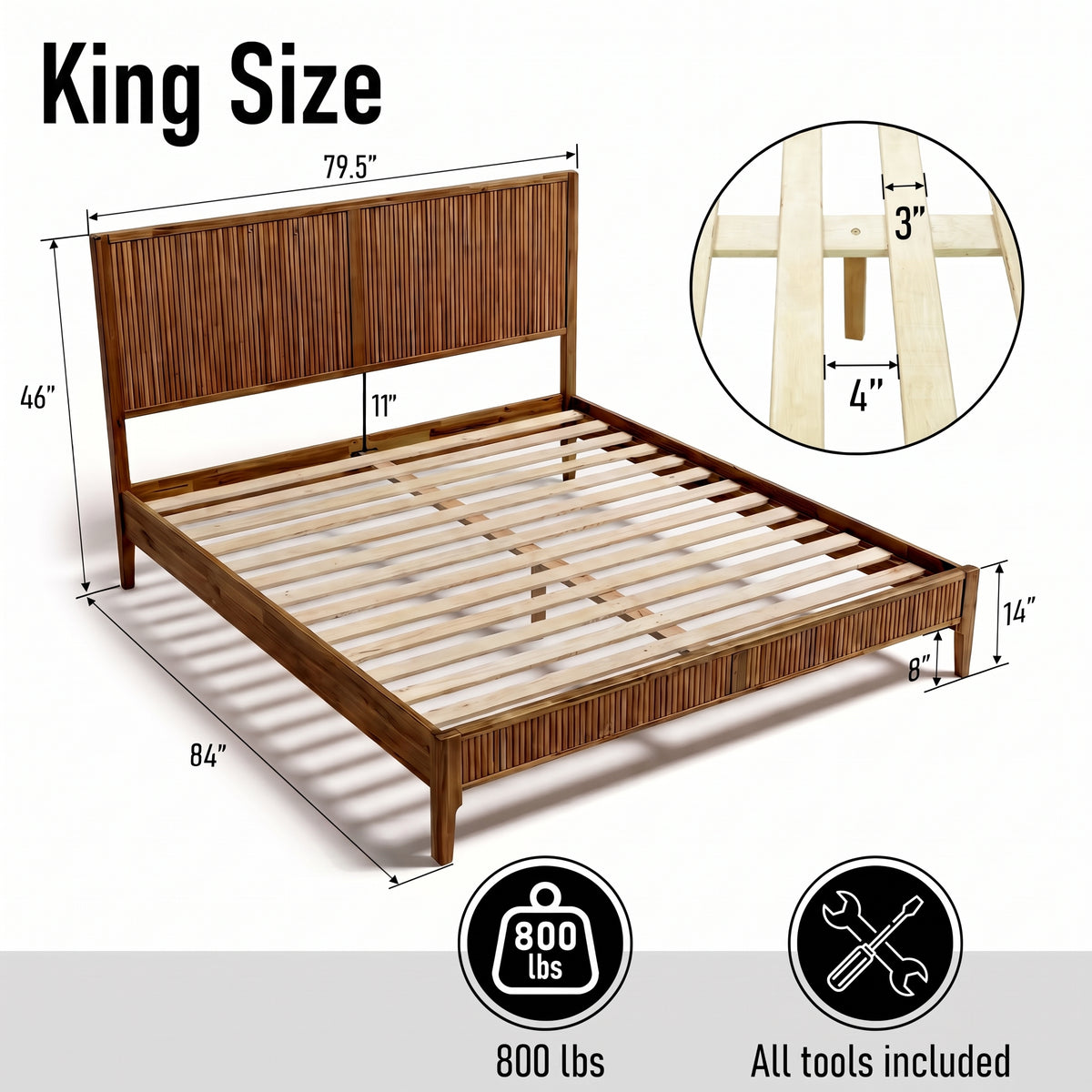 The Bosk Bed | Walnut-Stained Solid Wood