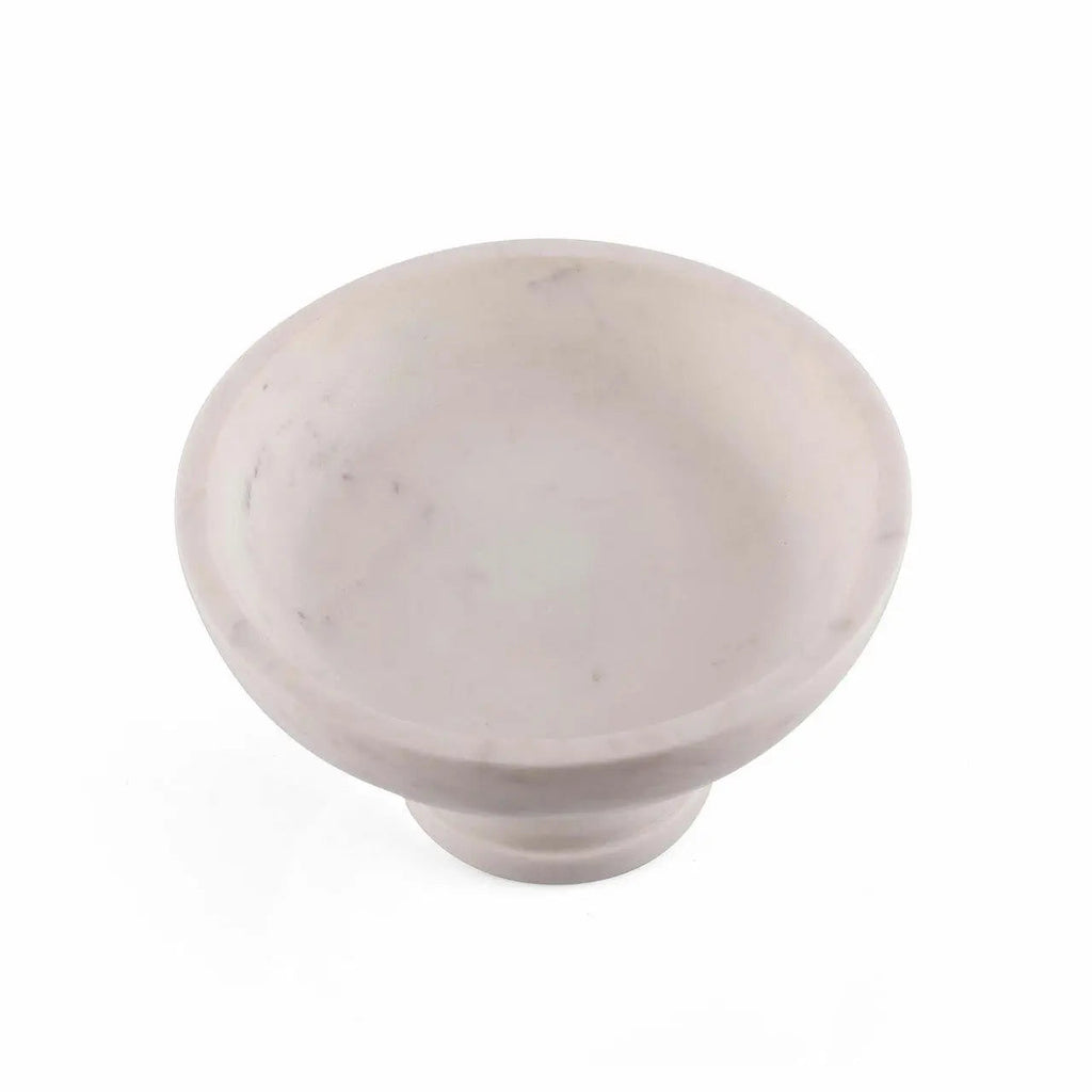 The Geneviève Pedestal Bowl — Natural Marble — giselle marble bowl interior jpg