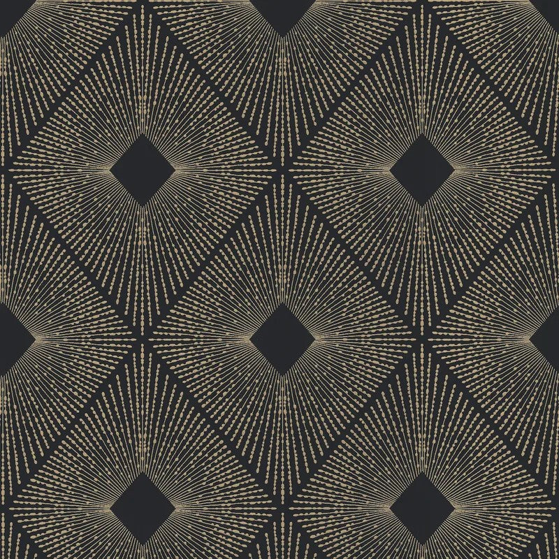 Harlowe Black & Gold wallpaper featured on an editorial entryway wall