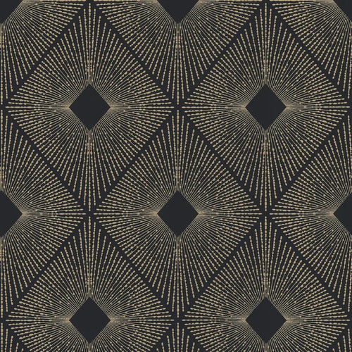 Harlowe Black & Gold wallpaper featured on an editorial entryway wall