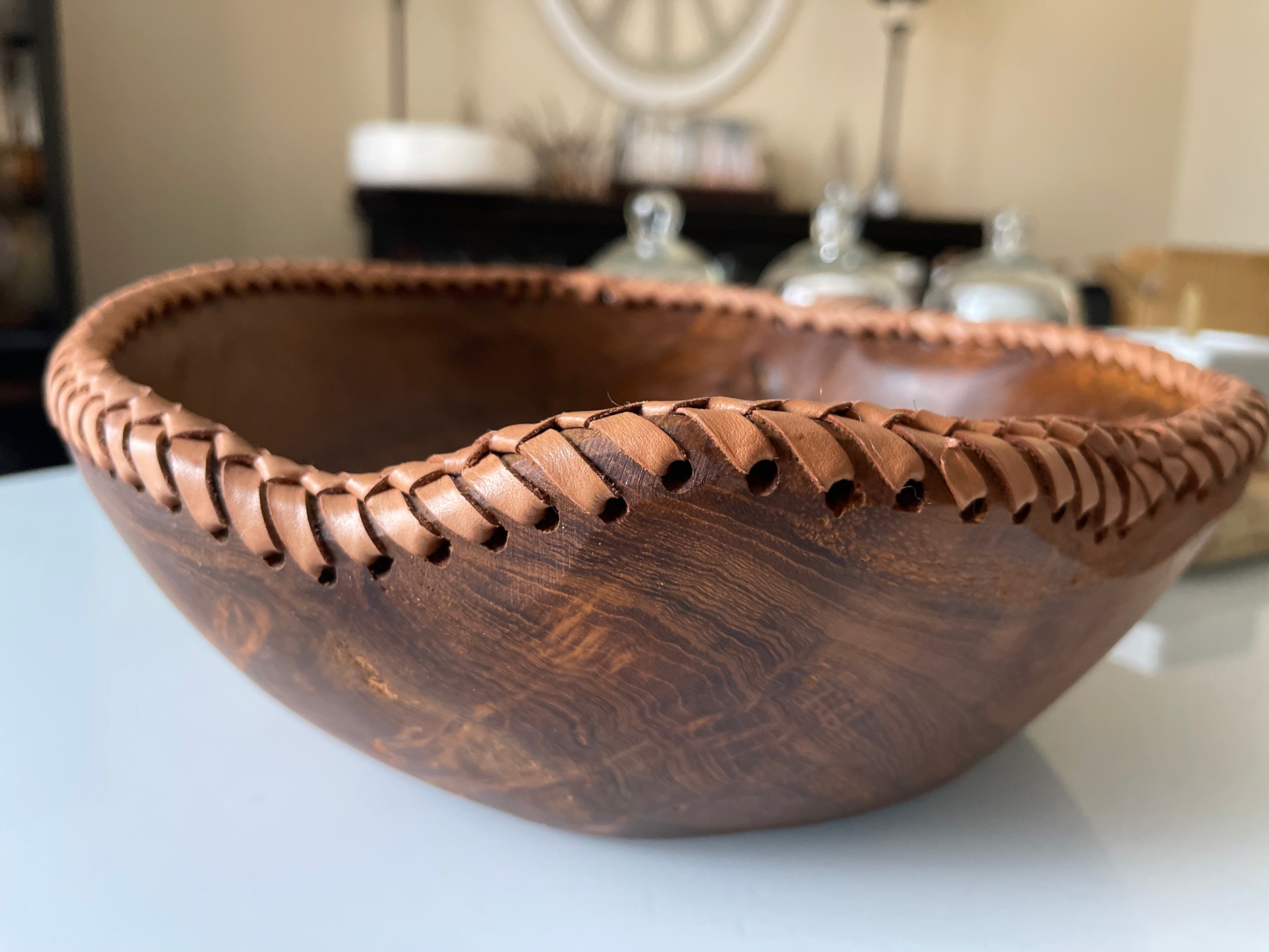 The Brigitte Bowl — Whipstitched Teak — product view
