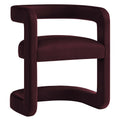 Aubergine velvet open-back dining chair with cantilevered frame, shown at a front angle