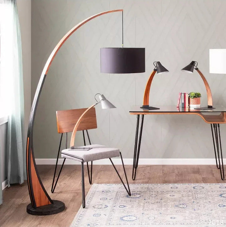 The Éloïse Floor Lamp — Walnut & Marble — mid century modern floor lamp