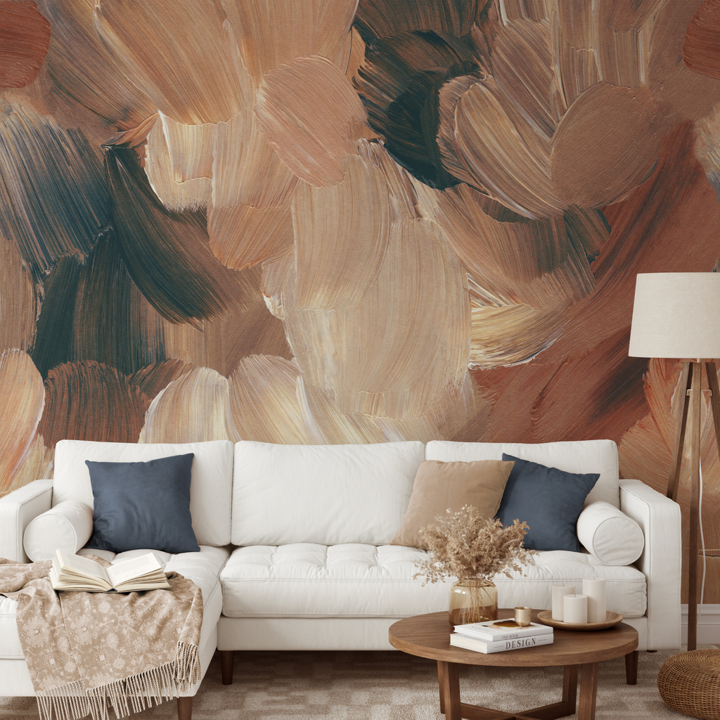 The Améline Wallpaper — Terracotta Brushstroke — darling wallpaperwith rust cream navy
