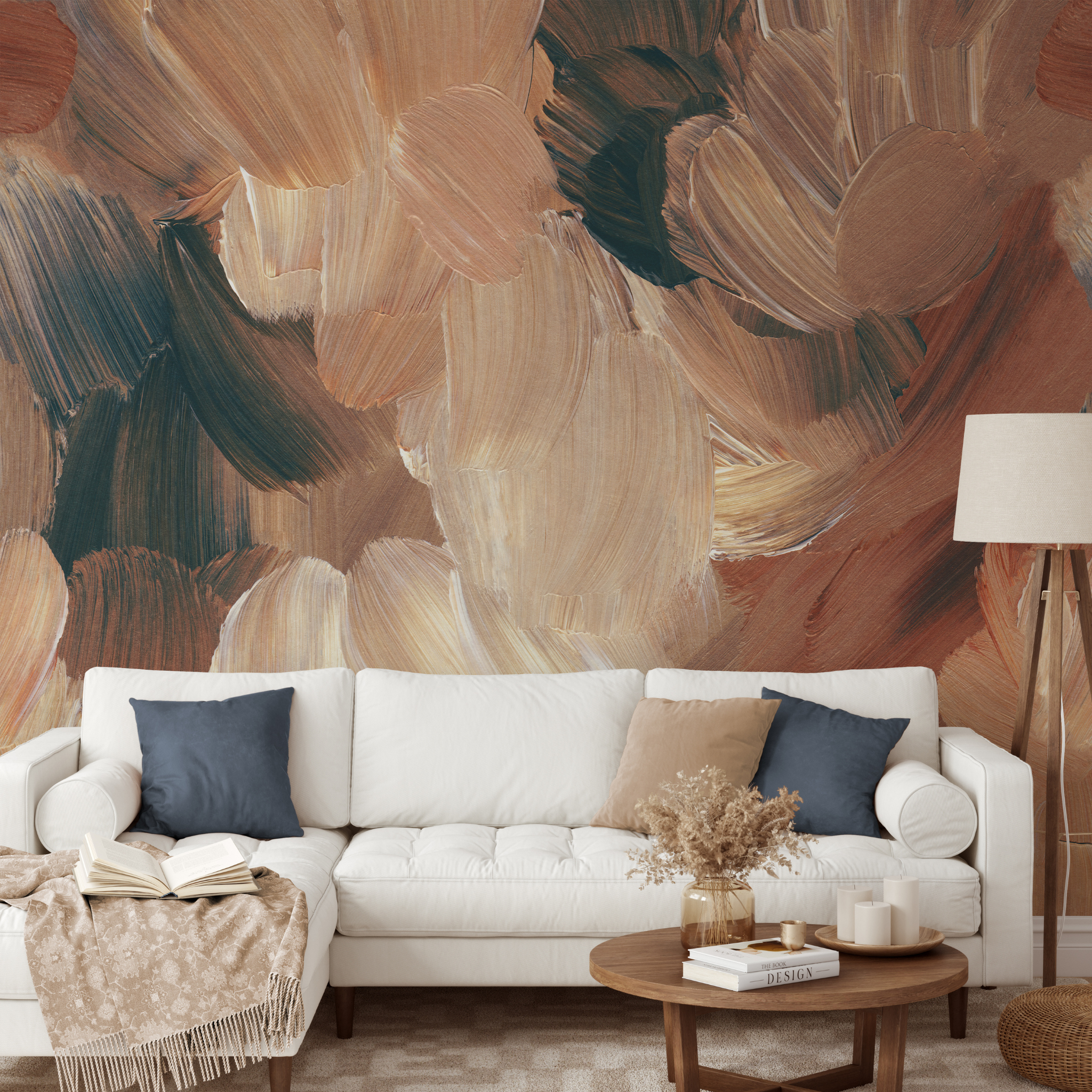 The Améline Wallpaper — Terracotta Brushstroke — darling wallpaperwith rust cream navy