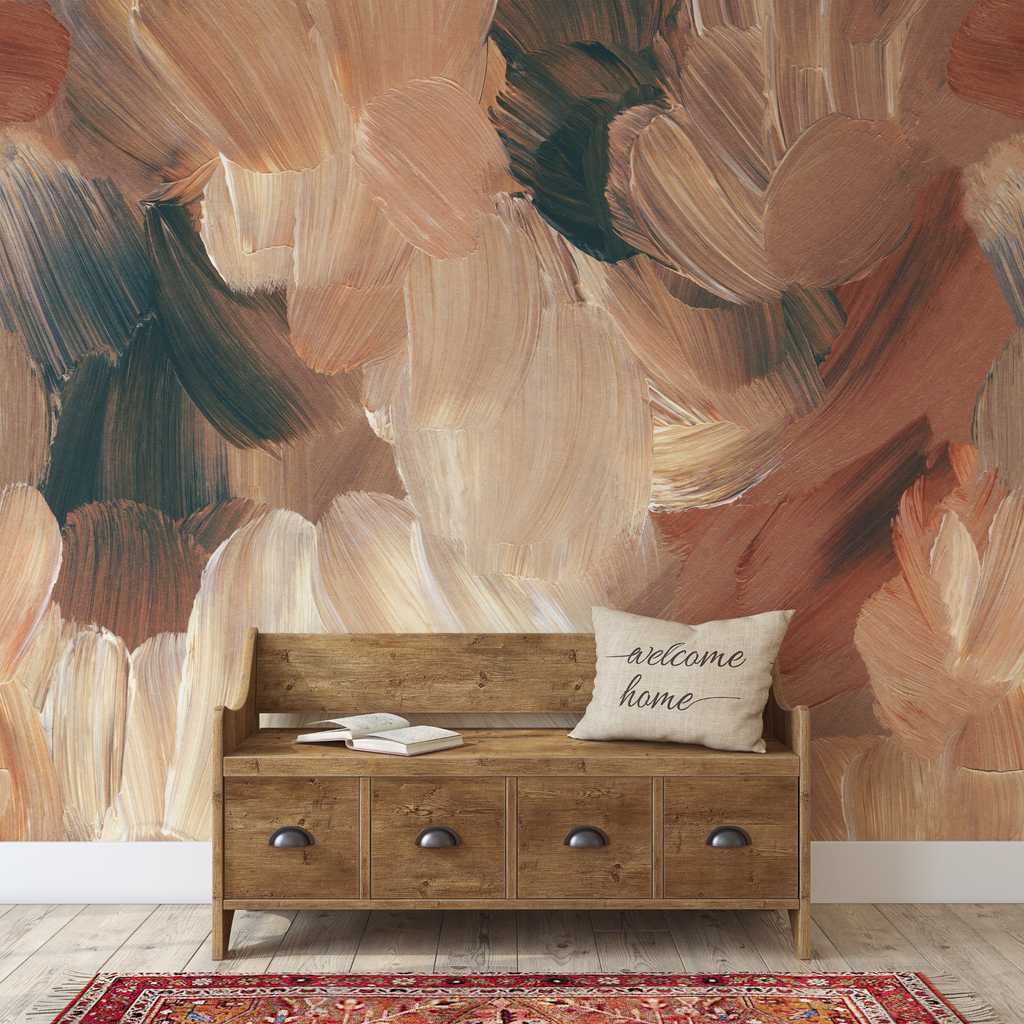 The Améline Wallpaper — Terracotta Brushstroke — darling wallpaperwith rust cream navy