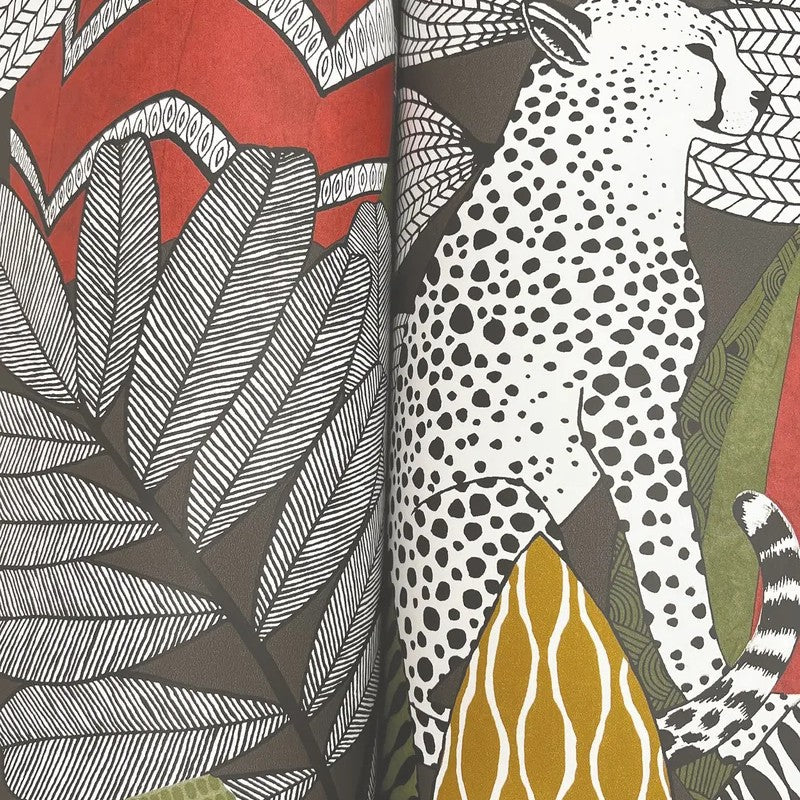 Namiri Neutral wallpaper, editorial interior photography showing the layered botanical design