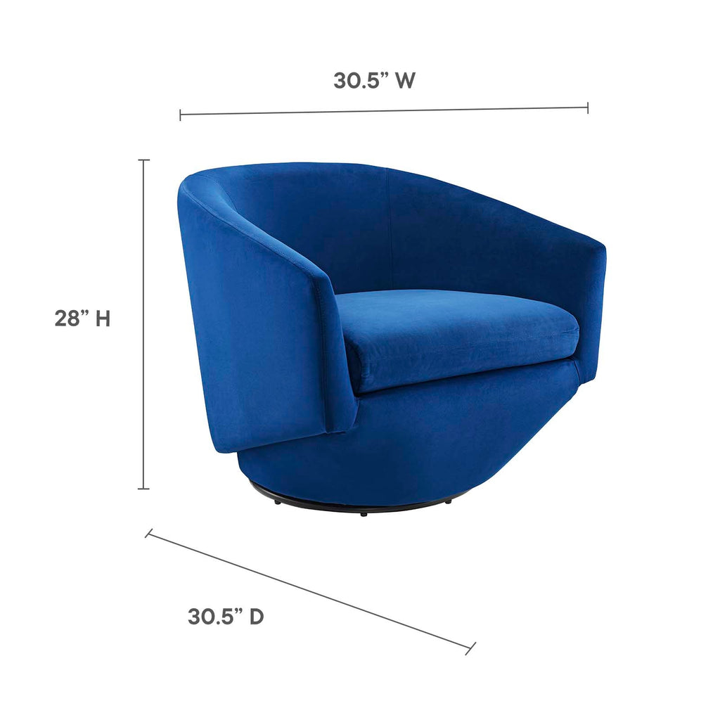 Dimension diagram of the Noelle Swivel Chair showing 30.5 inches wide, 28 inches high, 30.5 inches deep