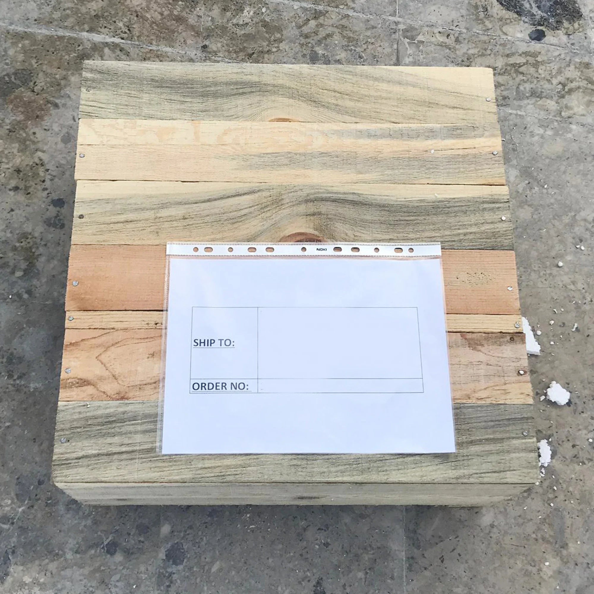 Fontaine Side Table packaged in a reinforced wooden shipping crate to prevent transit damage