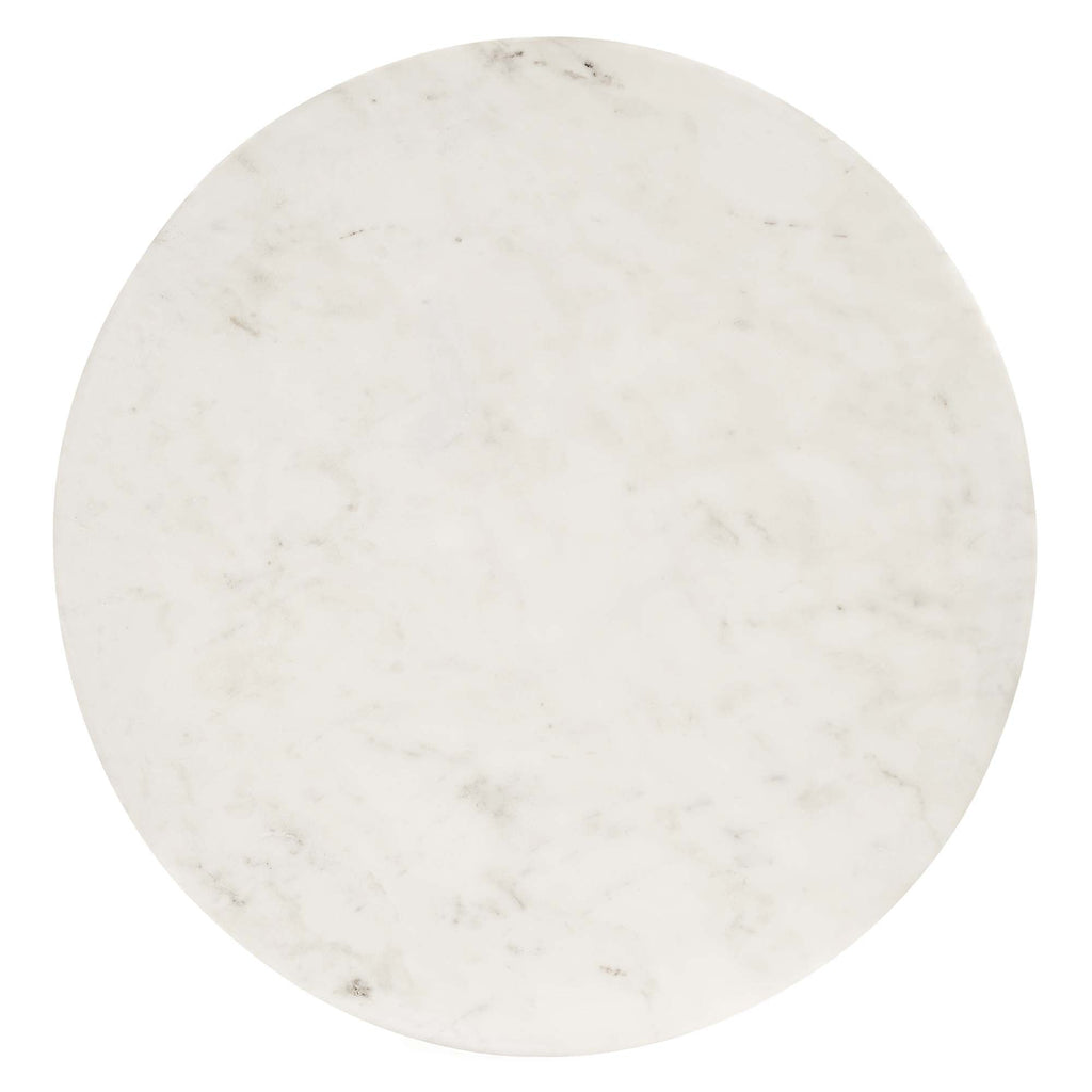 Close-up of genuine white marble tabletop with natural gray veining on the Perrine Side Table