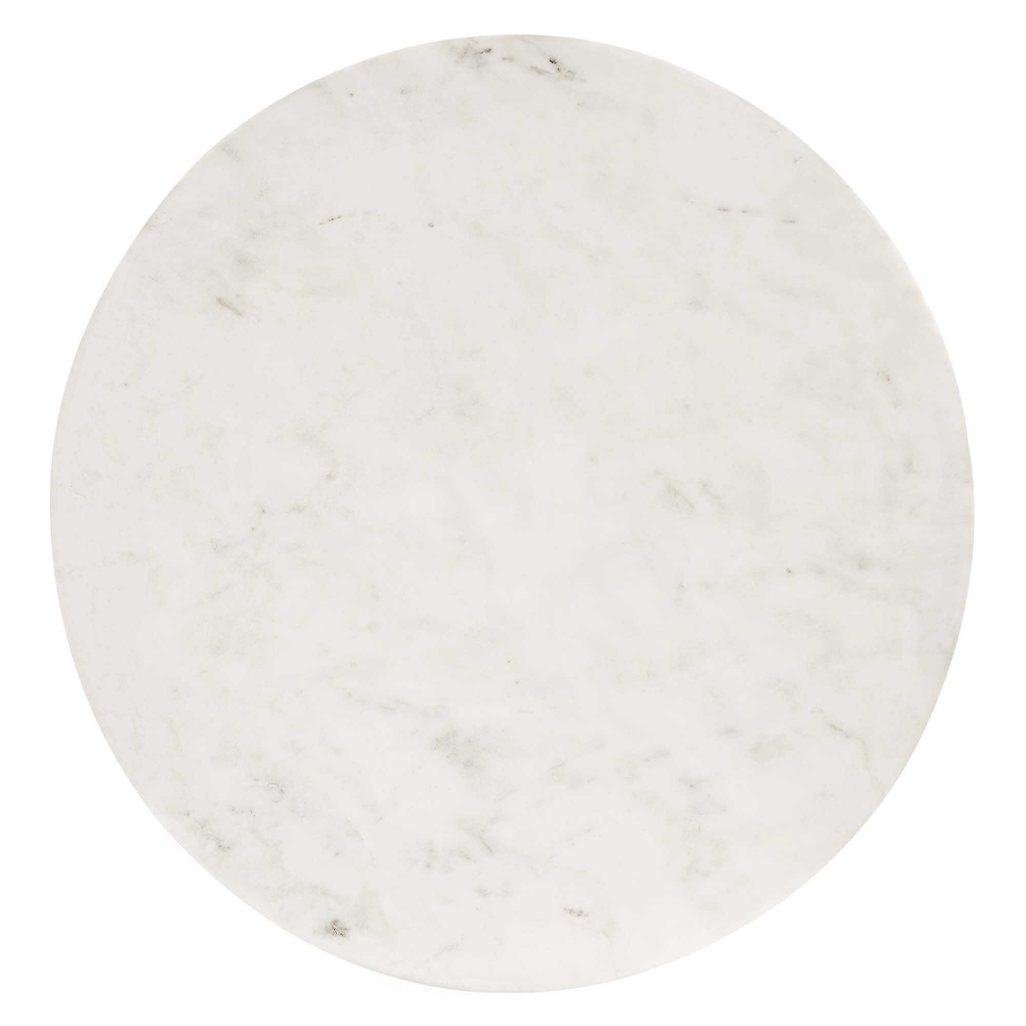 Close-up of genuine white marble tabletop with natural gray veining on the Perrine Side Table