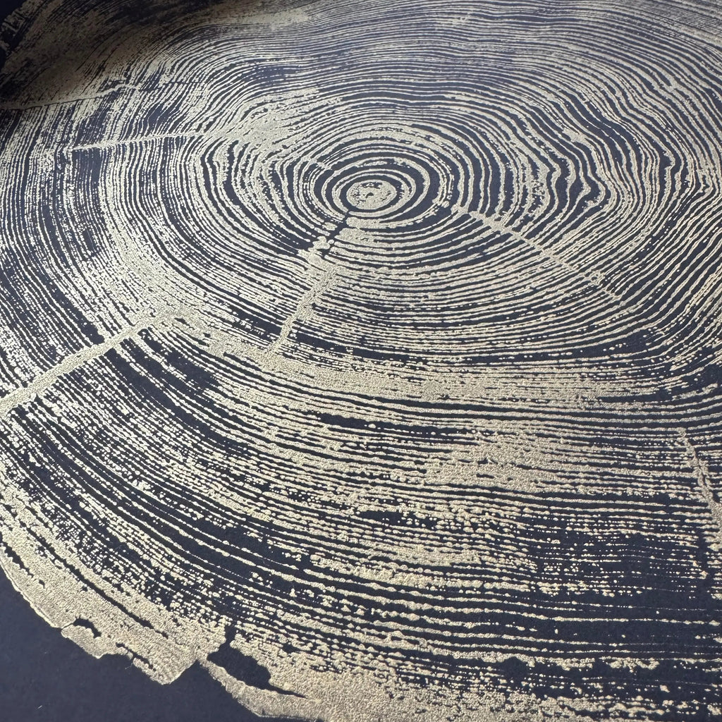 The Noire Wall Art — Gold Ink Redwood Ring Print — san francisco redwood gold black