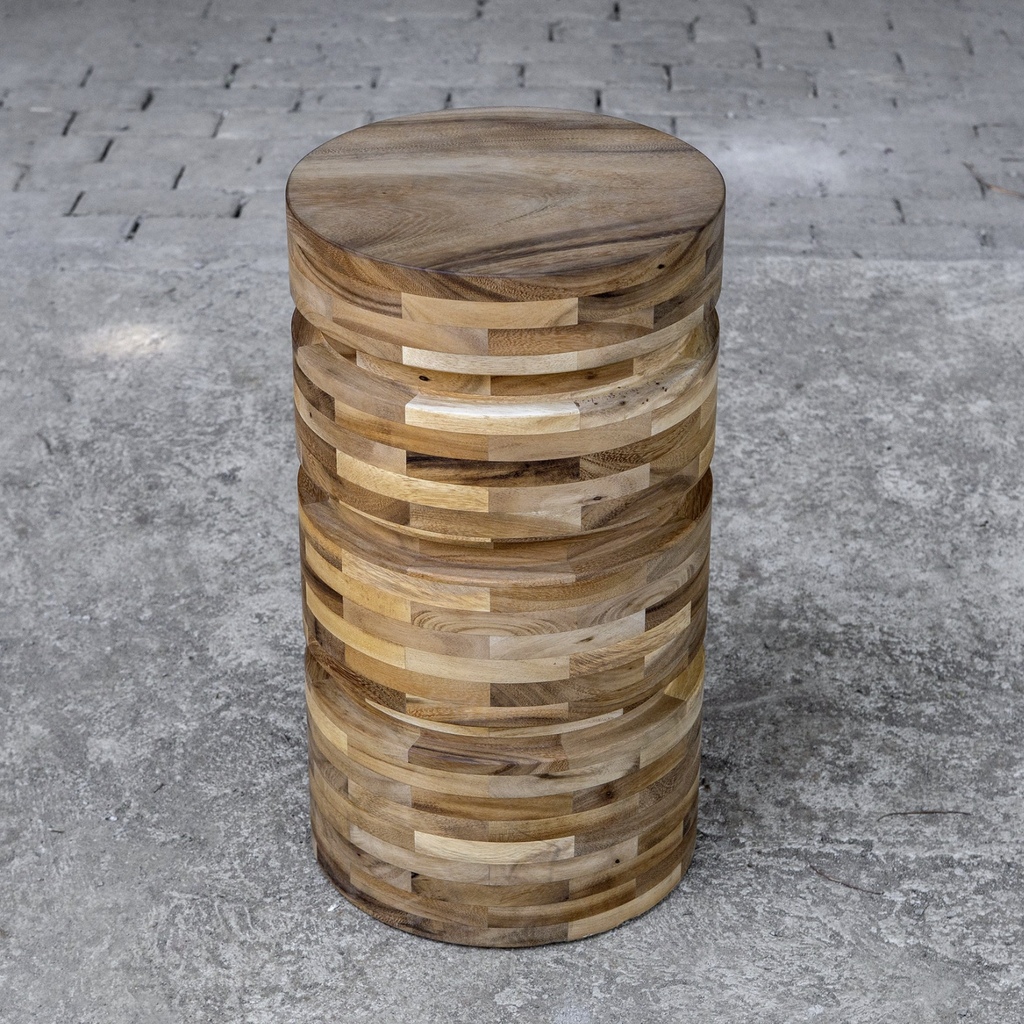 The Armand Drink Table — Segmented Acacia — png