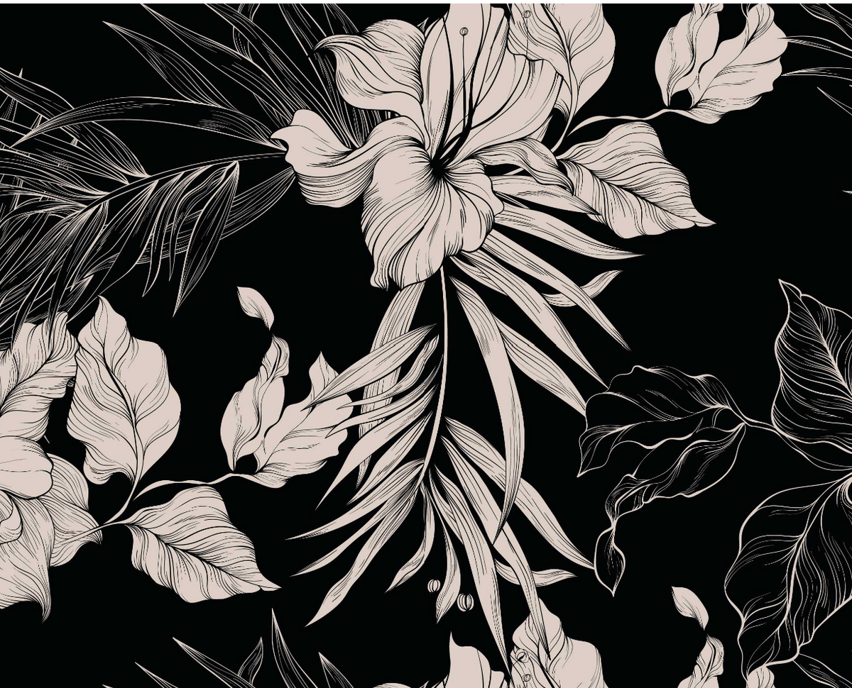 Sidonie Mural | Midnight Botanical Line Art