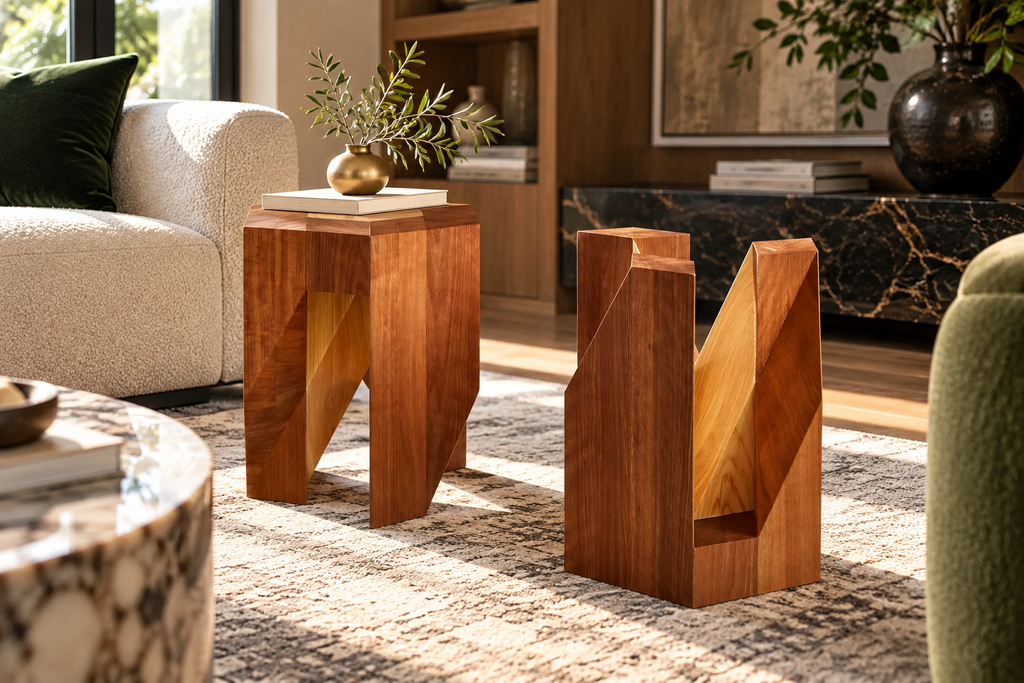 The Yosegi Stool Pair | Japanese Parquetry Wood