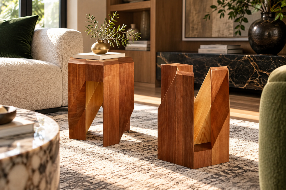 The Yosegi Stool Pair | Japanese Parquetry Wood