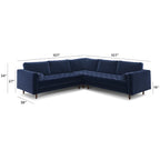 Diagram showing the Simone Sectional's 107-inch arm lengths, 34-inch height, and 19-inch seat height