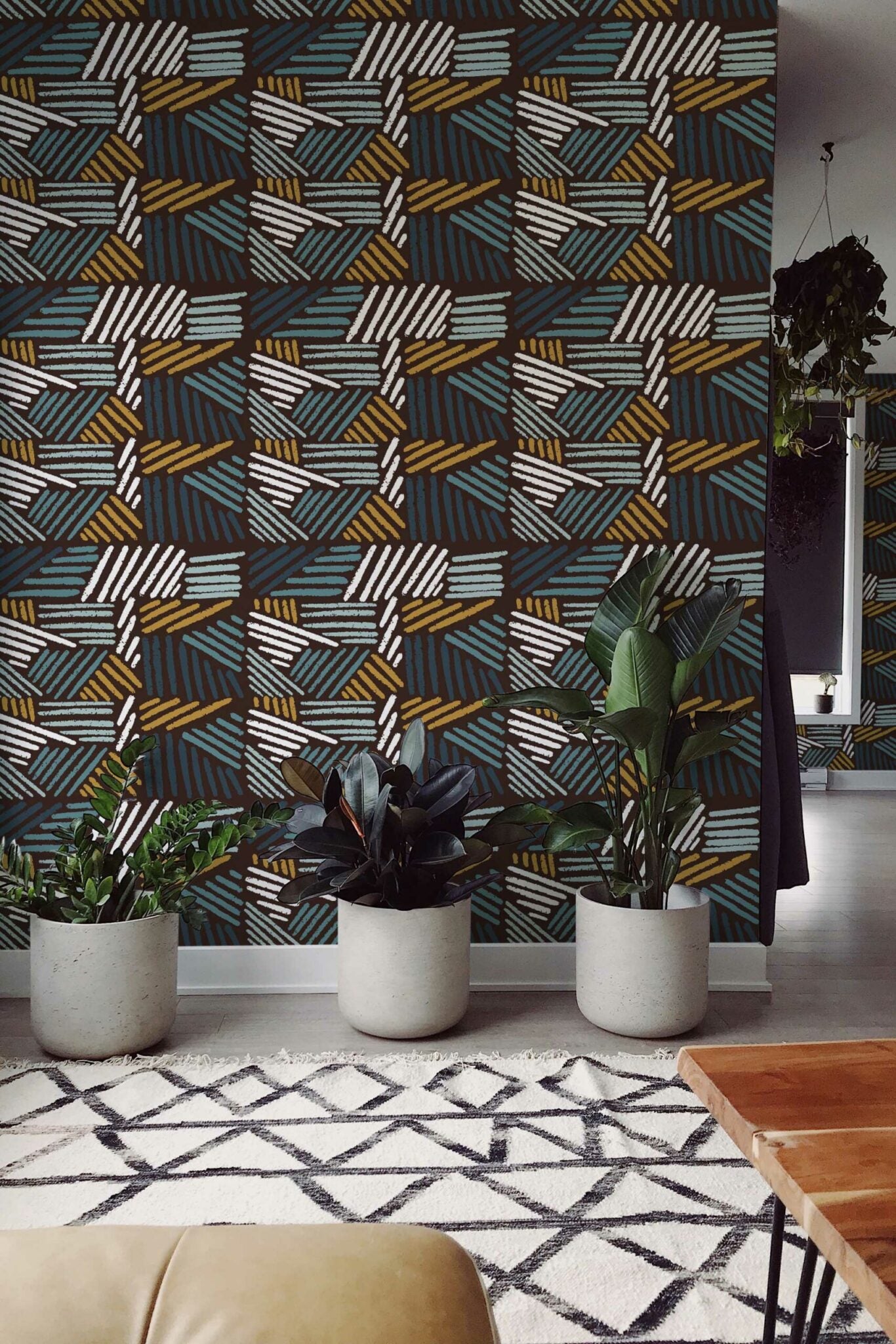 The Colette Wallpaper — Woven Crosshatch — stroke peel stick wallpaper jpg