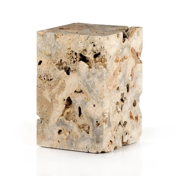 The Palu End Table — Romano Fosse Travertine — palu end table angled jpg