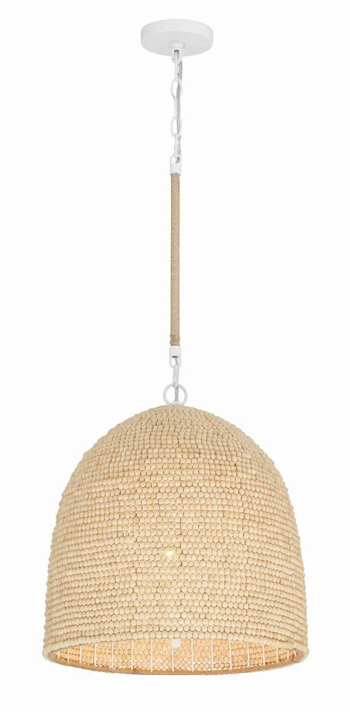 The Estelle 3-Light Pendant — Natural Wood Beads — product view