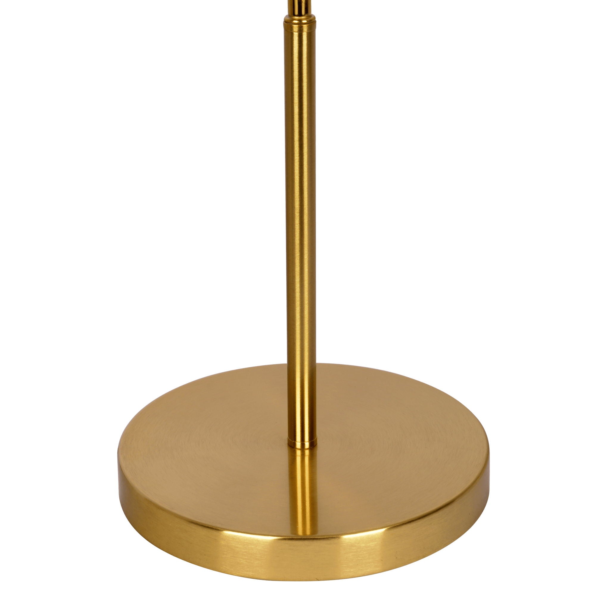Close-up of the Margaux Table Lamp's ornate brushed brass ring base