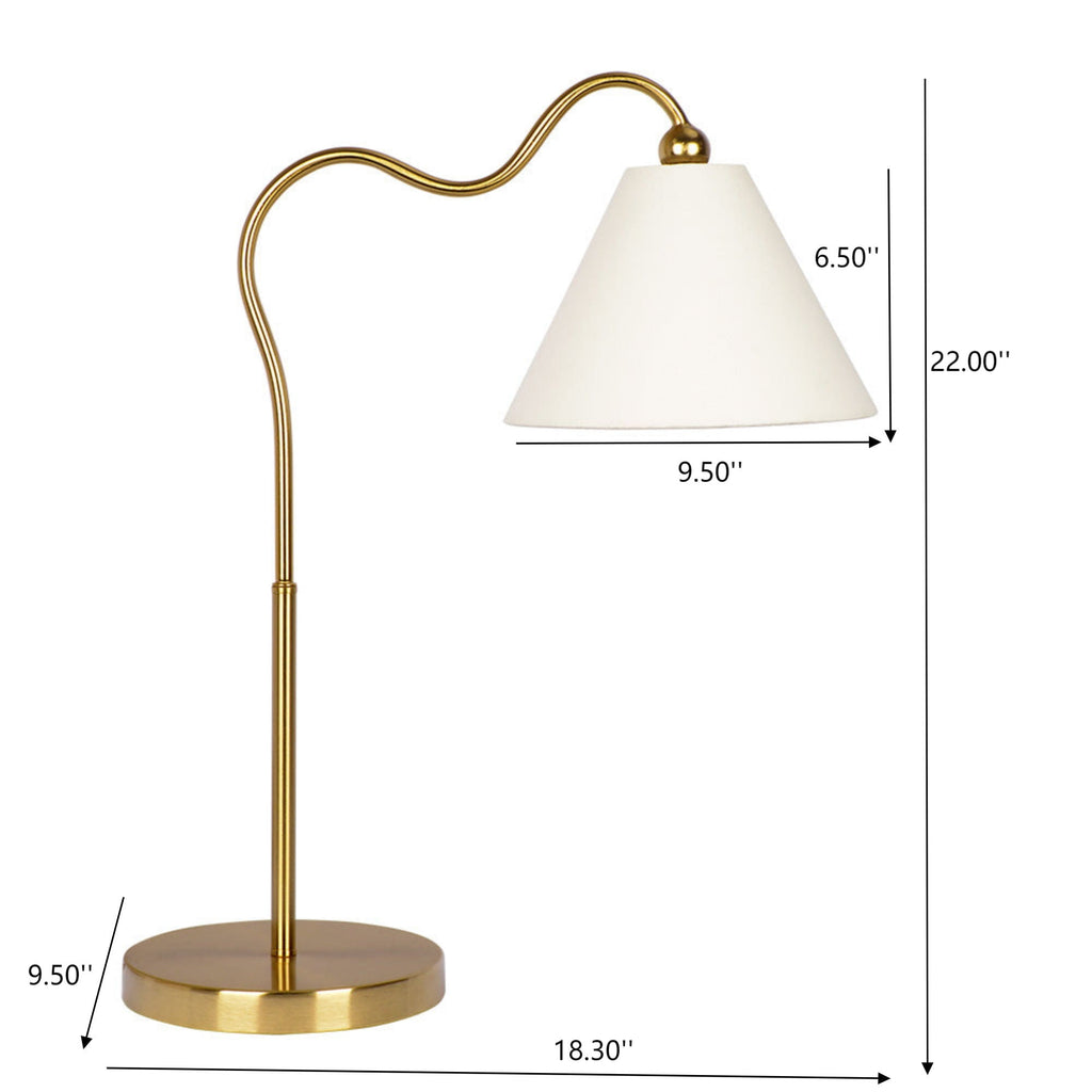 Diagram of the Margaux Table Lamp showing overall height, width, and shade dimensions