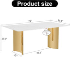 Product dimension diagram for the Solaire Dining Table, 71 inches long by 39.3 inches wide
