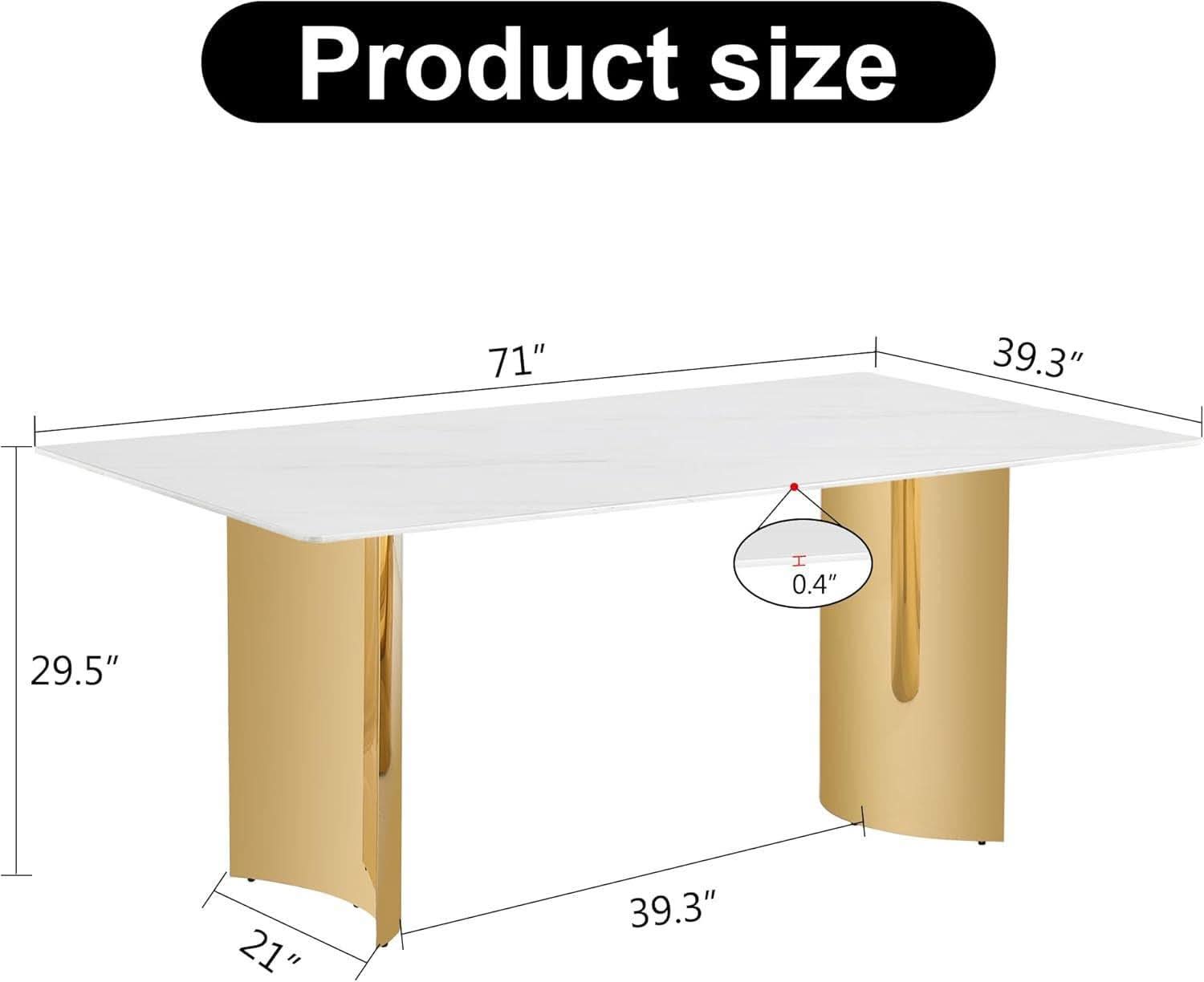Product dimension diagram for the Solaire Dining Table, 71 inches long by 39.3 inches wide