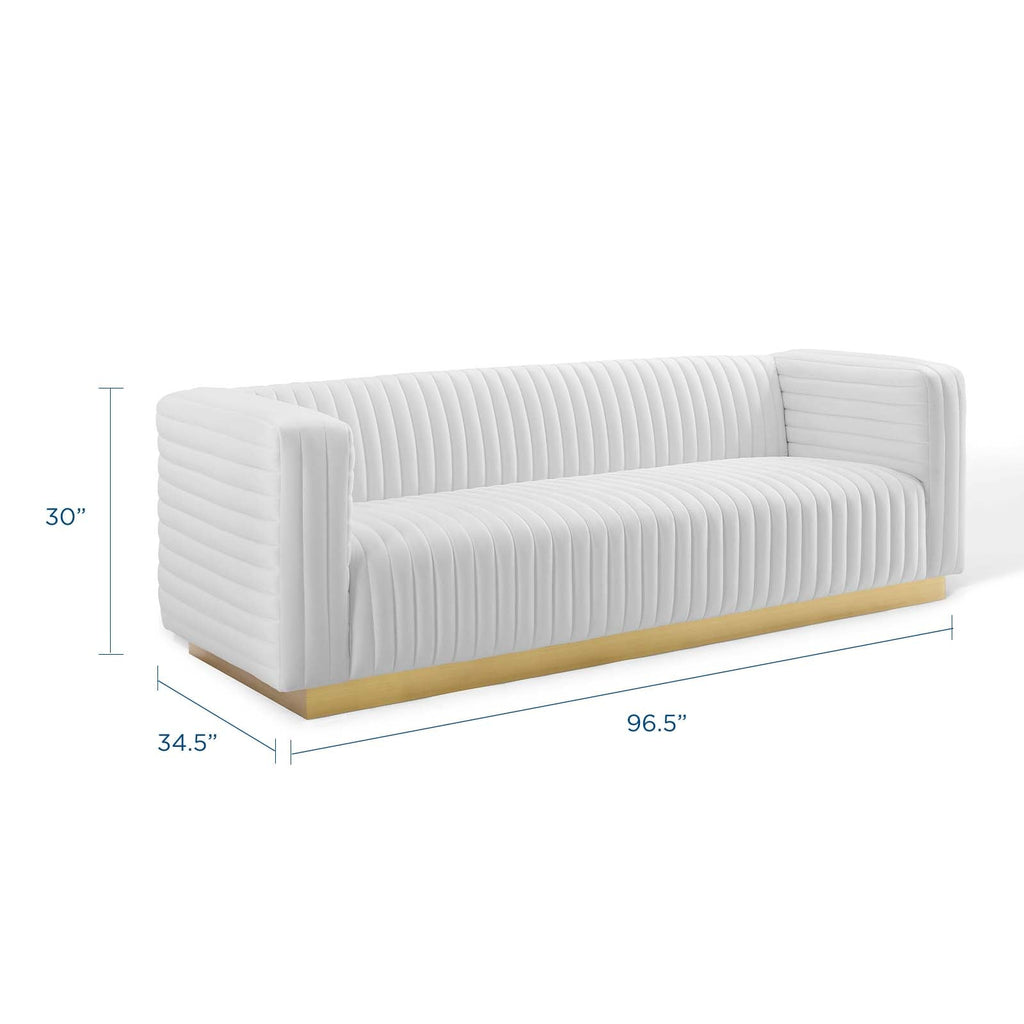 Product dimension diagram for the Éloise Sofa, 96.5 inches wide by 34.5 inches deep by 30 inches tall