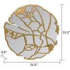 Round gold branch-frame wall mirror measuring 31.5 inches in diameter and 0.8 inches deep