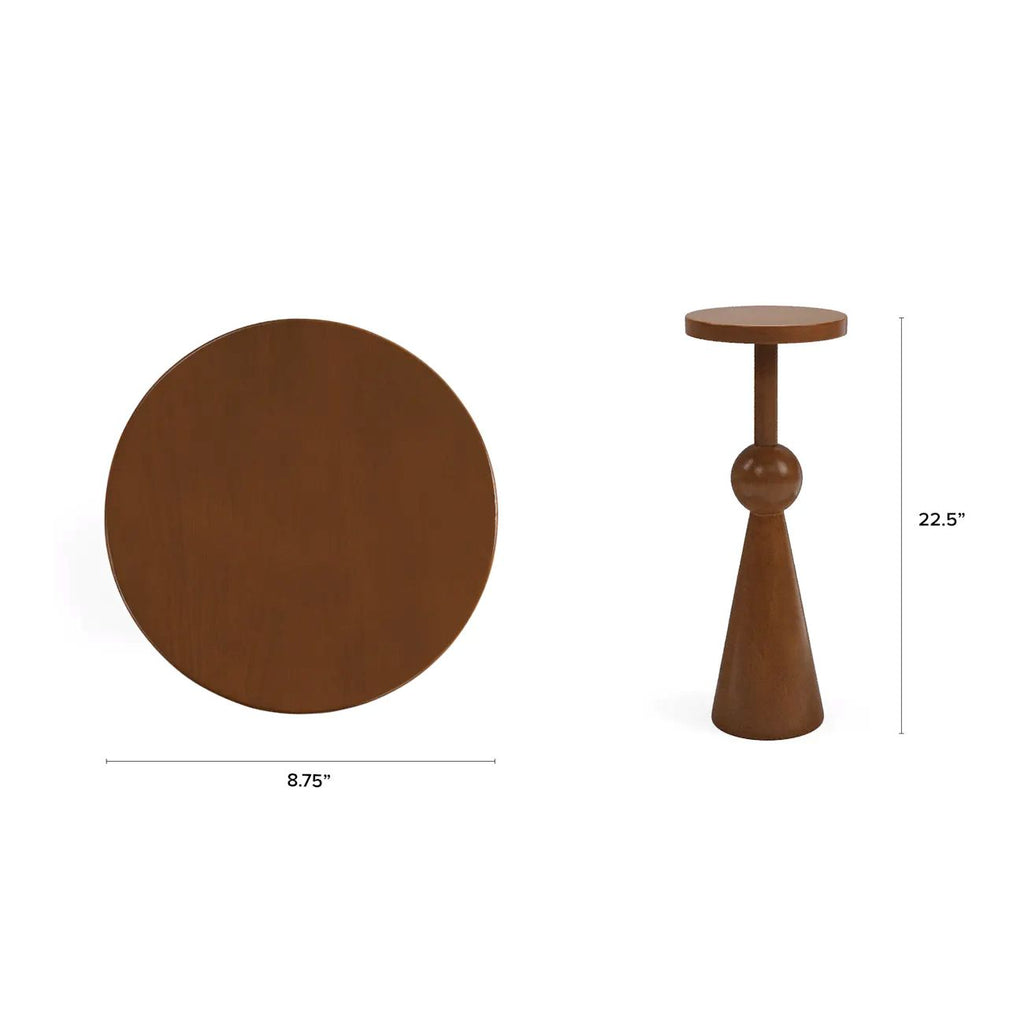 Side-by-side diagram showing the Valentine Drinks Table's round top and 22.5-inch height