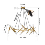 Technical dimension diagram of the Apex Matrix chandelier, detailing its 40.9-inch length, 14.4-inch branch segment height, and 51.2-inch overall height profile.
