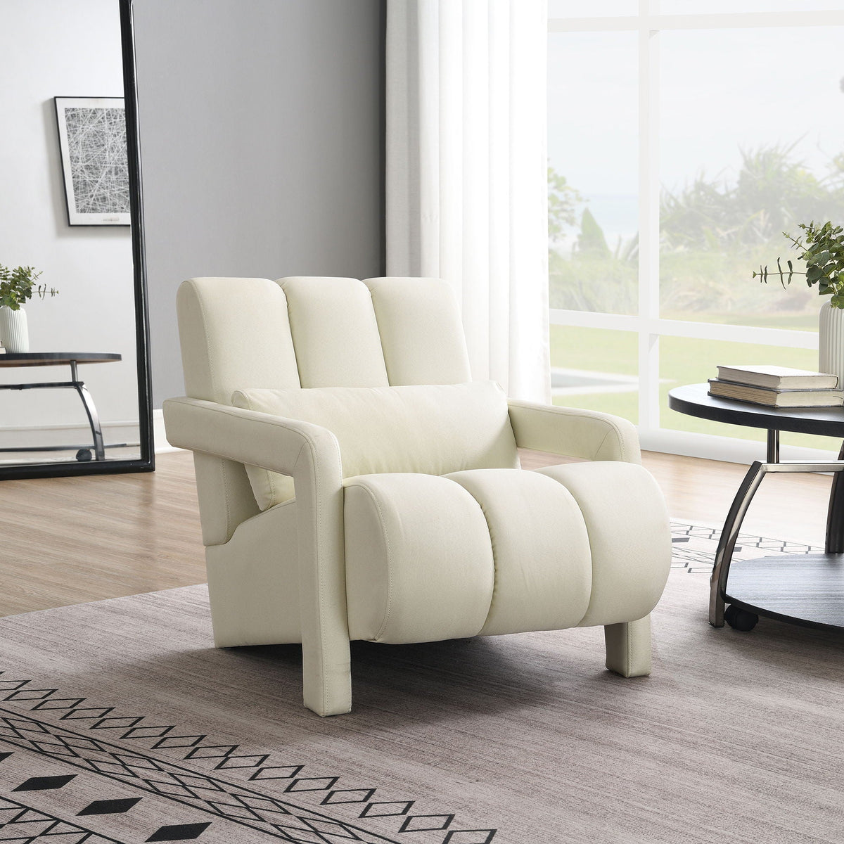 The Cosette Accent Chair | Dark Gray Linen with Vertical Tufting