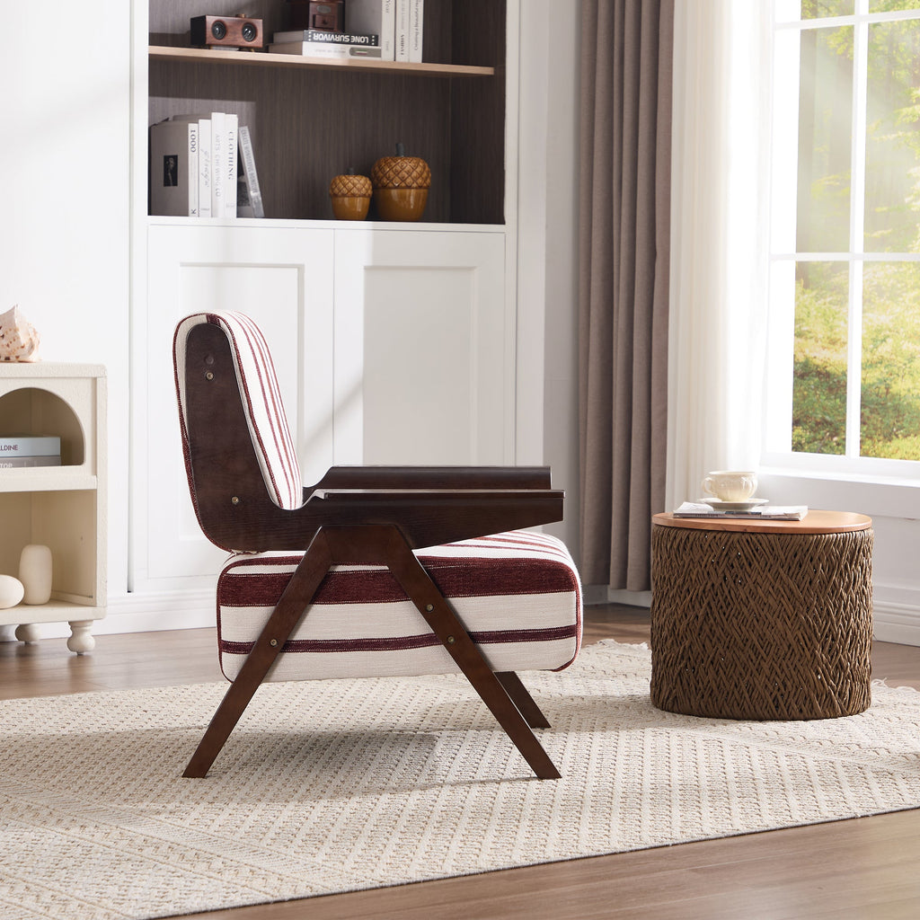 The Odette Accent Chair | Burgundy & Ivory Stripe