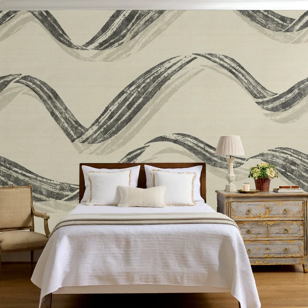 The Maëlys Mural — Sculpted Windswept Wave — bedroom grasscloth webp